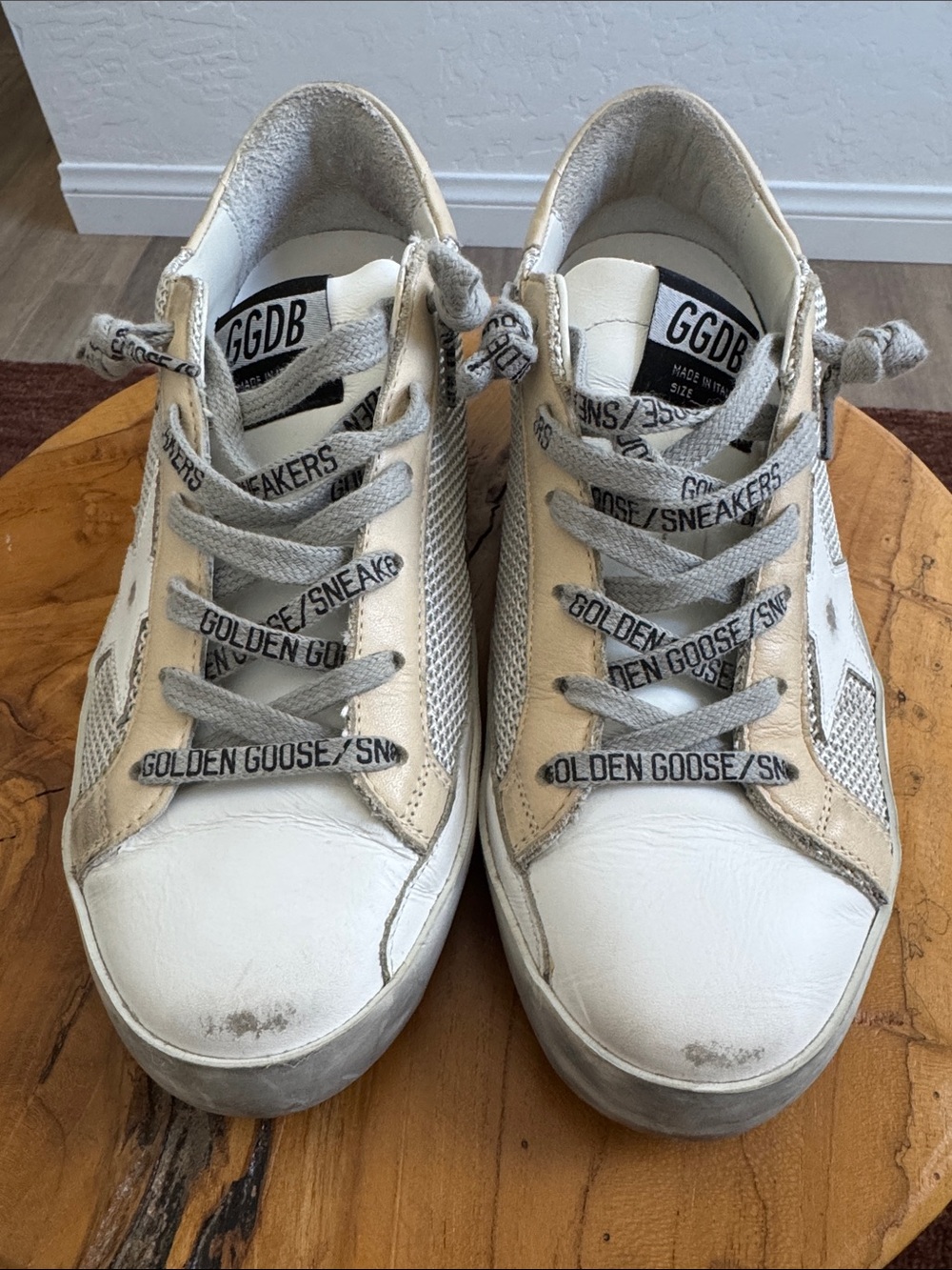 Golden Goose GGDB Superstar White & Beige Mesh Low-Top Sneakers—38